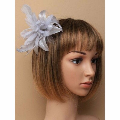 Silver grey flower fascinator - silver,