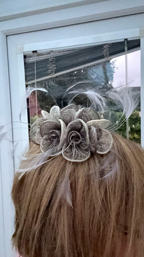 Grey silver feather mesh - grey,