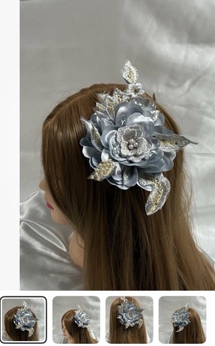 Silver silk flower fascinator - silk,