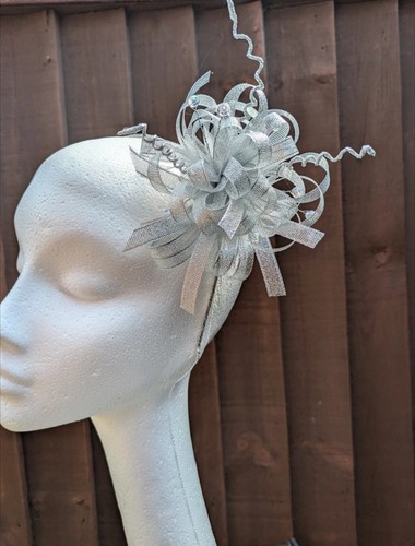 Silver shimmer fascinator - silver,