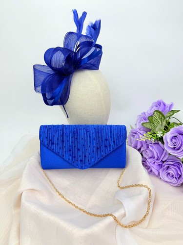Royal blue fascinator - blue, &