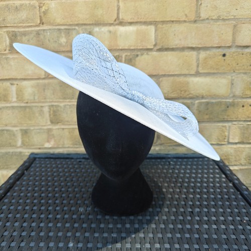 White silver bow wide - white, brim