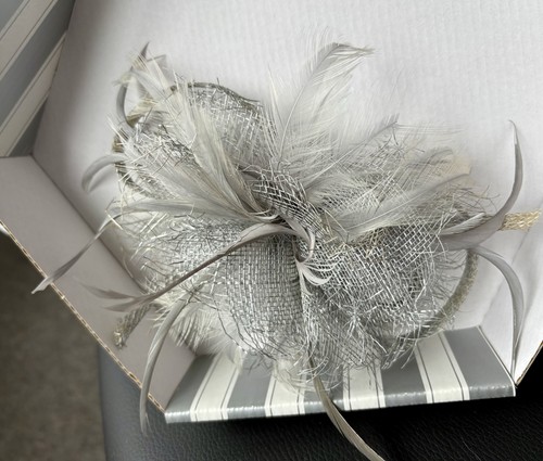 Grey silver fascinator comb - fascinator,
