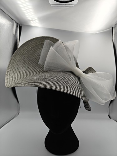 Silver grey white large straw - white,