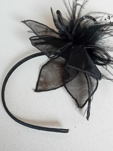 Black headband fascinator - black, with