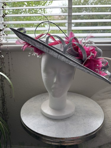 Silver hot pink fascinator - hot,