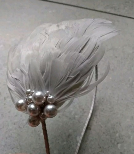 Silver grey feather - &,
