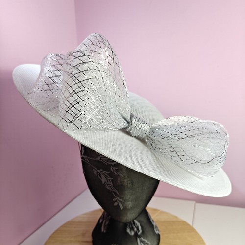White silver large - silver, fascinator
