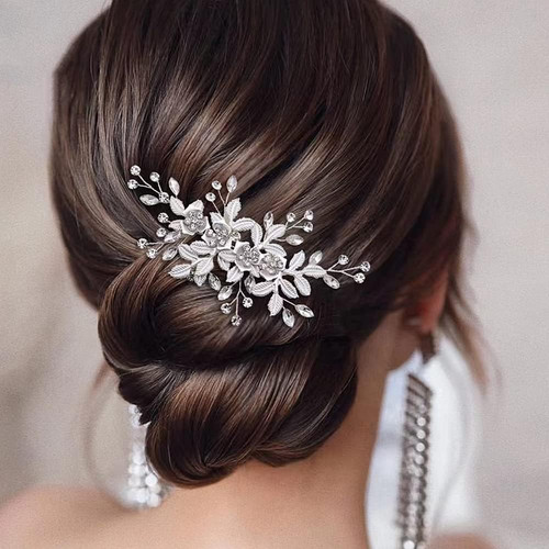 Silver fascinator wedding hair - fascinator,