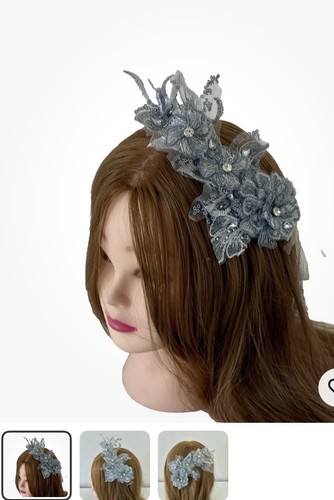 Grey silver fascinator - silver,