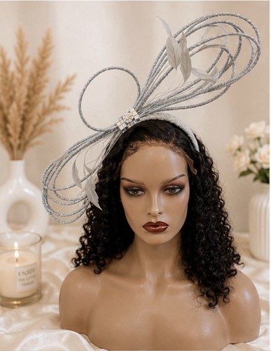 Silver fascinator hat - fascinator, wedding